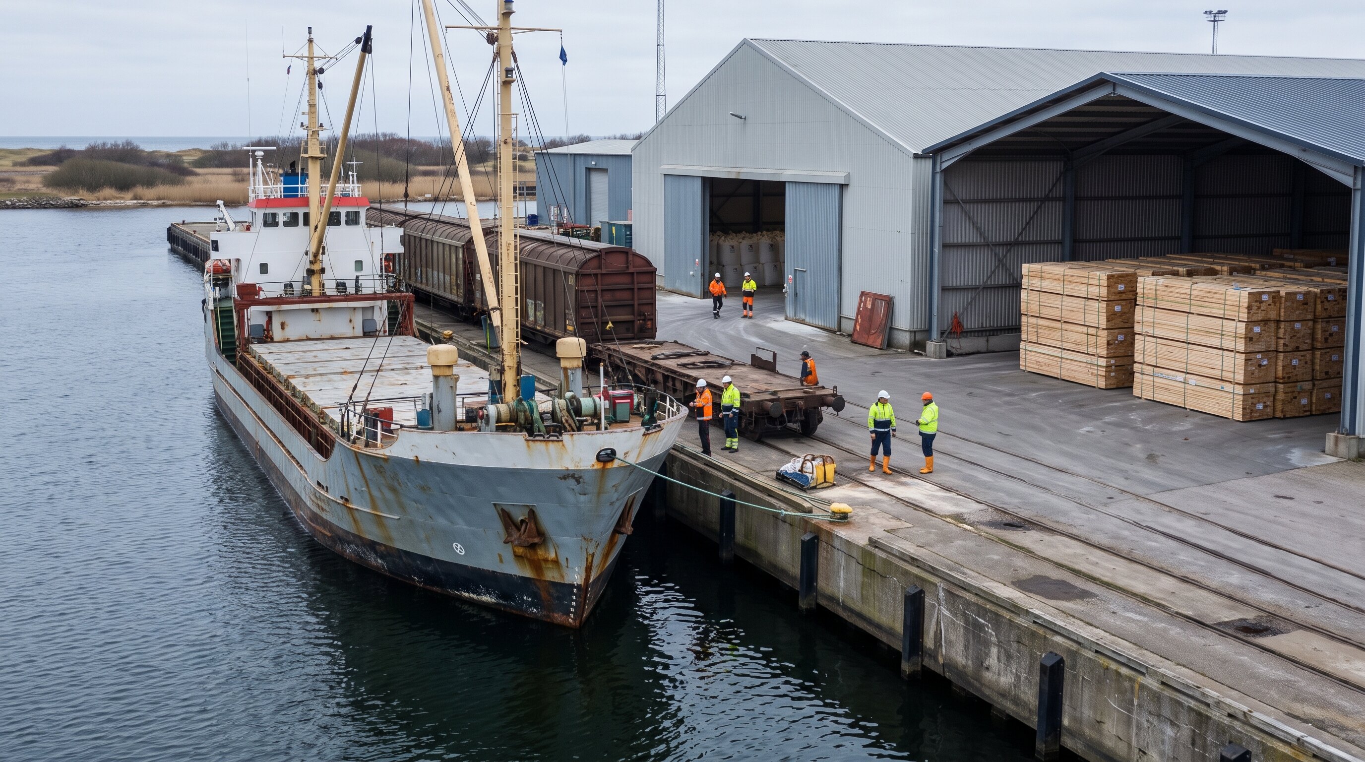 Dry-cargo operations at a Baltic port
